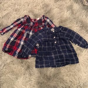 3/$15 Set of 2 baby girl plaid tops